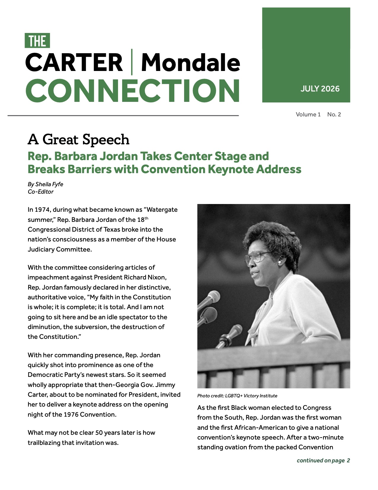 The Carter-Mondale Connection — Volume 1, Issue 2