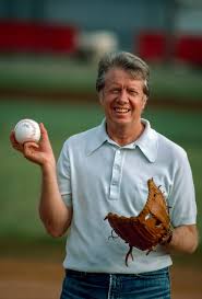 President Carter playing baseball